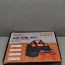 INCLY 95 PCS Kids Real Tool Set, Boys Small Real Hand Tools Kit, Children Construction Learning Tools Hammer Screwdriver for Home DIY Building and Woodworking, Come with Tool Belt & Bag (Orange)