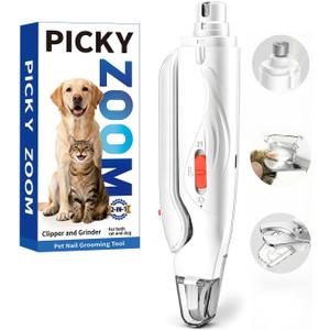 2-in-1 Dog & Cat Nail Clippers and Grinder with Light  Upgraded Safety Guard to Avoid Overcutting, Sharp Blade, Painless Quiet Pet Nail Claw Trimmers, Professional Grooming Tool for Large Small Pets (White)