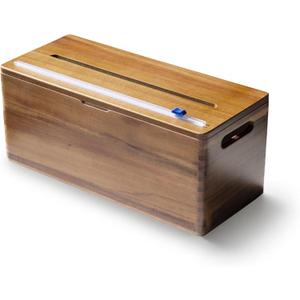 12" Acacia Wrap Dispenser with Slide Cutter  Plastic Wrap, Foil & Butcher Paper Holder for Kirkland, Reynolds, Saran & Sams Club Rolls  Countertop or Commercial Use