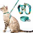 Cat Harness and Leash Set - Escape Proof Adjustable Cat Harness, Comfortable Soft Lightweight, Use Safe & Easy, Walking Travel Kitten Harness for Small Medium Large Cats (Green Cat Lady)