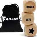 Left Right Center Game Dice 1 Inch Wooden Dice with Drawstring Bag, Easy to Store and Carry Around, Convenient for Travel (3 pcs)