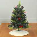 Sattiyrch Small Christmas Tree Skirt 18in, Luxury Cable Knitted Thick Rustic Xmas Holiday Decoration (White, 18in)