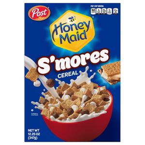 Post Honey Maid S'mores Breakfast Cereal, Sweetened Corn and Wheat Cereal, Breakfast Snacks, 12.25 oz, 12 Pack