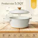 Overmont Enameled Cast Iron Dutch Oven - 5.5QT Pot with Lid Cookbook & Cotton Potholders - Heavy-Duty Cookware for Braising, Stews, Roasting, Sourdough Baking Pearl White