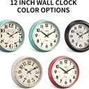 Wall Clock Metal 12.4" Countryside Style Wall Clocks Retro Vintage Classical Silent Non Ticking Easy to Read for Living Room/Kitchen/Bedroom/Office/Bar(12.4" Red)