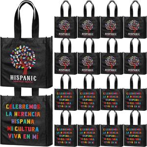 Hispanic Heritage Month Non Woven Bags 8.7" Gift Reusable Treat Bag for Hispanic Heritage Month Decor (Black) Hispanic Heritage Month Non Woven Bags 8.7" Gift Reusable Treat Bag for Hispanic Heritage Month Decor (Black)