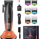 VGR 889C Professional Hair Clippers for Men, 9000RPM Cordless Barber Clippers with Ceramic & MIM Blades, 6 Magnetic Guide Combs, LED Display, USB Charging Base, Mens Grooming Kits for Barber