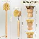 5 Pack Bamboo Dish Brush Set, Wooden Dish Brush with 14 Bottle Brush, Natural Kitchen Scrub Brush for Dishes Pots, Pans, Sinks, Woks, Vegetables