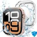 Tensea (2 in 1) for Waterproof Apple Watch Screen Protector Case Series 11/10 42mm Accessories, 360 Front and Back, iWatch PC Face Cover with Tempered Glass for Women Men, 42 mm (Clear)