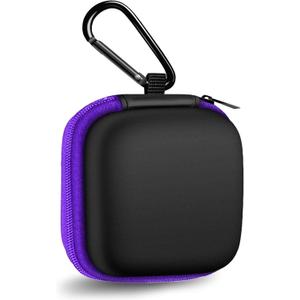 MOLOVA Square Earbud Case Portable EVA Carrying Case Storage Bag Tech Pouch Cell Phone Accessories Organizer with Carabiner for Earphone, Earbud, Earpieces, SD Memory Card, Camera Chips, Purple