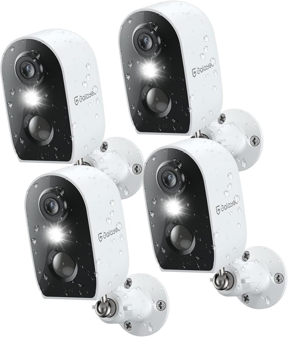 GALAYOU Cameras for Home Security Outside-2K Battery Powered WiFi Surveillance Indoor/Outdoor, Security Cameras with Motion Siren, Color Night Vision Waterproof, Cloud/SD Storage 2.4Ghz WiFi
