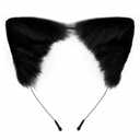 Edoneery Halloween Cat Fox Wolf Faux Fur Ears Headband, Handmade Hair Accessory for Adult Costume Cosplay & Fancy Dress Parties(Black)