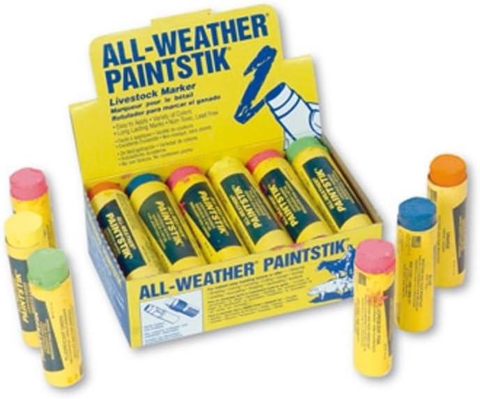 All-Weather Paintstik 61016- Livestock Marker, Highly Visible, Nontoxic Paint for Marking Animal Skin, Hide, Pelt, Wet & Dry- Ideal for Cattle Heat Detection, Fluorescent Green (12 Pk) Made in USA
