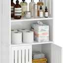 HAYOFAMY Bathroom Storage Cabinet, 4-Tier White Floor Cabinet Freestanding Organizer with Door for Living Room Kitchen Small Space (8.7" D x 14.2" W x 29.5" H)