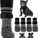 Kuoser Non Slip Dog Socks for Hardwood Floors,4Pack Anti-Slip Dog Grippy Socks to Prevent Licking Paws,Dogs Booties Paw Protectors with Double-Sided Traction for Small Medium Large Senior Dogs,Gray S (S(Length: 5.31"))