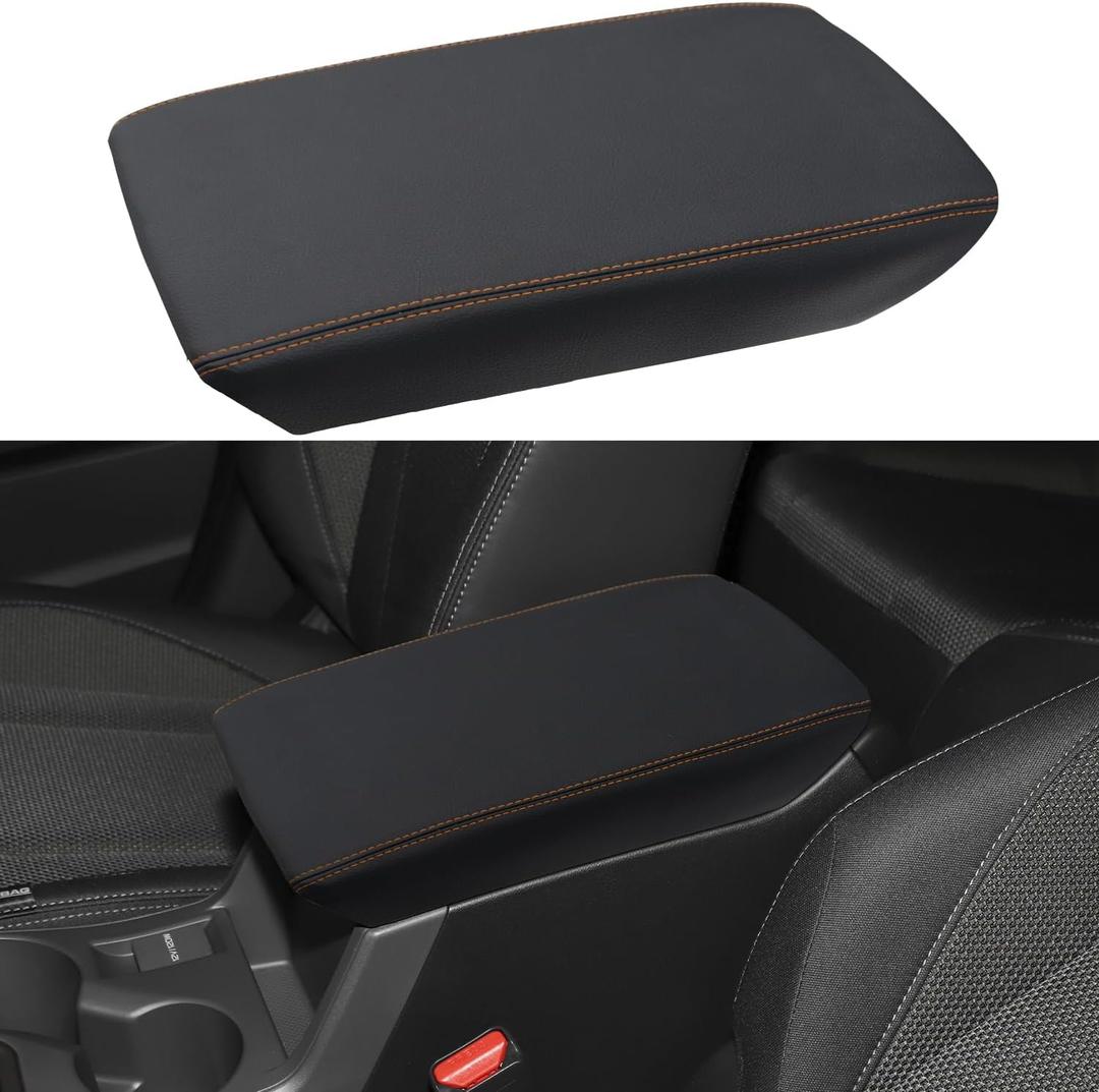 Center Console Armrest Cover for Subaru Crosstrek Accessories 2024 2025 2026, for Impreza 2024-2026 Arm Rest Lid Protection Trim, Armrest Leather Interior, Middle Console Pad (Orange Stitches)