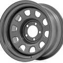 Rough Country Gray Steel Wheel - 15x8, 5x4.5 Bolt Pattern, 19mm Offset, 3.30 Bore, Heavy-Duty D-Window Off-Road Rim for Trucks & Jeeps