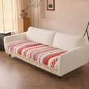 VClife Farmhouse Couch Cover for Sofa, Non Slip Washable Sofa Cover for Dogs, Bohemian Style Geometric Tufted Slipcover, Pet Friendly Furniture Protector, Red,35.4"x70.9"