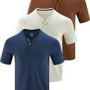3 Pack: Mens Polo Shirts, Business Casual Golf Henley Work Shirts for Men, Collarless Short Sleeve Stylish Athletic Tshirts
XL
