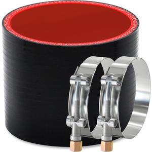 Straight ID 4" Silicone Hose Coupler, Reinforced 4-layer Wall 5MM with 2PCS T-bolt Clamps for Cold Air Intake, Turbo, Intercooler