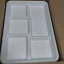 Tinybee 100% Compostable 5 Compartment Paper Plates 12.5 * 8.6 Inch [100-Pack] Large Heavy Duty Divided Disposable Eco-Friendly Bagasse Plates Lunch Trays for Buffet/Party/School (BPI-Certified) White