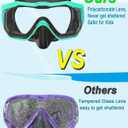 Bairuifu Kids Swim Goggles Snorkel Mask, Latest 3-Window Lens Wide Vision, Crystal Clear, Swimming Goggles Soft Nose Cover (Light Blue Black)