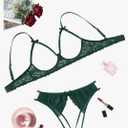 Avidlove Women's Exotic Lingerie Sets Naughty 2 Pieces Bra Panty Set Sexy Cutout Lace Lingerie Large Green