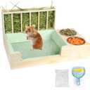 3-in-1 Steel Grids Rabbit Litter Box with Hay Feeder & Waste Collection  Bunny Toilet Training Kit, Large Plastic Potty for Rabbits, Guinea Pigs, Small Animals  Easy Clean, Durable, Odor Control