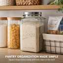 kitchentoolz Large 2 Gallon Glass Mason Jar with Big Airtight Metal Lid and Carry Handle – Wide Mouth Square Container with Measurements for Dry Goods, Bulk Storage, and Food Prep