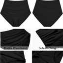 GRAPENT Women's High Waisted Swim Bottom Ruched Bikini Tankini Bottoms Tummy Control Swimsuit Briefs (M)