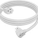 2-Outlet Extension Cord 6 FT, Pigtail 3 Prong Extension Power Cable, 45 Degree Plug Design, 16/3 Gauge Cold with Extra Socket on Plug, 13A 1625W 16AWG, Outlet Saver, Power Splitter, ETL Listed, White