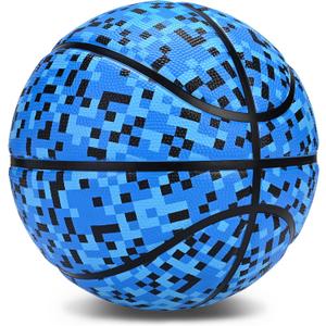 Official Rubber Basketball Outdoor Indoor Mens Basketball Ball Size 3/4/5/6/7 for Kids Youth Teen Boys and Girls Gift Ideas(Without Pump) (Blue)