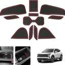 LUWU Center Console Liners Mats Compatible with 2025 2026 Kicks Accessories Cup Holder Inserts Mats Non-Slip Anti-dust Door Pocket Liners Mat 2025 2026 Kicks S/SV/SR Accessories 11PCS (Red)