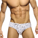 MIZOK Men's Ployester Swimsuit Bikini Briefs with Adjustable Drawstring M