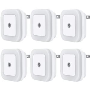 Uigos LED Night Light Lamp with Smart Sensor Dusk to Dawn Sensor, Daylight White, 0.5W Plug-in, 6-Pack