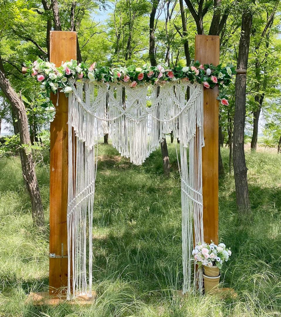 Youngeast Boho Curtains Large Macrame Curtain Macrame Wall Hanging Woven Window Curtains Wedding Backdrop Room Divider Bed Headboard