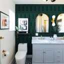 Safiyya Geometric Peel and Stick Wallpaper Gold and Dark Teal Contact Paper Self Adhesive Wall Paper Removable Wallpaper for Walls Vinyl Roll 196"x17.3"