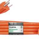 Outdoor Extension Cord 10 FT Waterproof, 16/3 Gauge Heavy Duty 3 Prong Extension Cord, 13A 1625W SJTW, ETL Listed, Great for Garden and Home, Orange