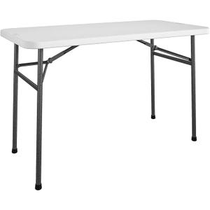COSCO 4 ft. Straight Folding Utility Table, White, Indoor & Outdoor, Portable Desk, Camping, Tailgating, & Crafting Table | Indoor & Outdoor, Portable, Desk, Camping, Tailgating, Crafting Table