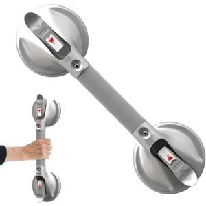 Shower Handle Grab Bars for Bathtubs and Showers, 17 inch Strong Suction Grab Bar, Bathroom Balance Safety Bars Hand Rail for Seniors Elderly Injury, Silver(1 Pack)