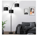 Dimmable Floor Lamp  3 Lights Arc Floor Lamps for Living Room, 1000LM Modern Tall Standing Lamp With Black Shades & Heavy Base, Mid Century Tree Floor Lamp for Bedroom Office, 3 LED Bulbs Included