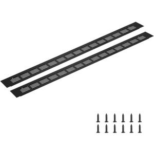 uxcell Rectangle Ventilation Grille, Aluminum Alloy Mesh Air Vent Cover Louvered Ventilation Cover with Mounting Screws for Cabinet Shoe Closet (600x50mm/24"x2", Black)