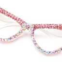 ICARA Sparkling Crystal Rhinestone Cat Eye Reading Glasses for Women Anti Blue Light Trendy Diamond Reader (Pink/Ab)