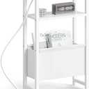 IRCPEN Narrow Side Table with Charging Station Slim End Table Sofa with Magazine Rack, Bedside Table for Small Spaces, 3 Tier Nightstand for Living Room Couch, Bedroom White LET503WE