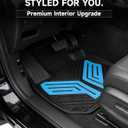 Premium Color TPE Floor Mats Custom Fit for Honda CR-V 2017-2022 (Gasoline & Hybrid CRV), Hydro Blue Wing Design | All-Weather Heavy Duty Car Floor Liners Full Set 1st & 2nd Row