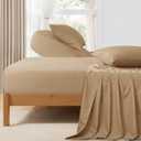 Horbaunal Taupe Split Head King Sheet Set - 4 Pieces Flex Top King Sheets for Adjustable Beds - Fits Mattress up to 16" Deep - Soft Microfiber Bed Sheets with 34" Split Flex Head
