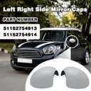 Left Right Side Mirror Caps Rearview Mirror Cover Cap Glossy White Pair Fits for Mini R55 R56 R57 R58 R59 R60 R61 2007-2016 Replace for 51162754913,51162754914,Only for Manual Folding Mirror