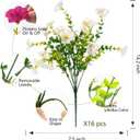 Artificial Fake Flowers For Outdoor Outside Decoration,16 Bundles UV Resistant Faux Plastic White Flowers with Green Eucalyptus Stem Plants Bulk Look Real for Home Porch yard Patio Planters (White)