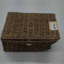 StorageWorks Seagrass Wicker Baskets for Organizing, Medium Wicker Basket with Lid, Decorative Basket with Built-in Handles, Towel Storage for Shelf, 1 Pack