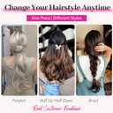 KooKaStyle Invisible Wire Hair Extensions 20" Long Wavy Layered Synthetic Clip in Hair Extension with Transparent Wire Adjustable Size 6 Secure Clips Dark Brown Thick Hairpieces for Women20 Inch,150g